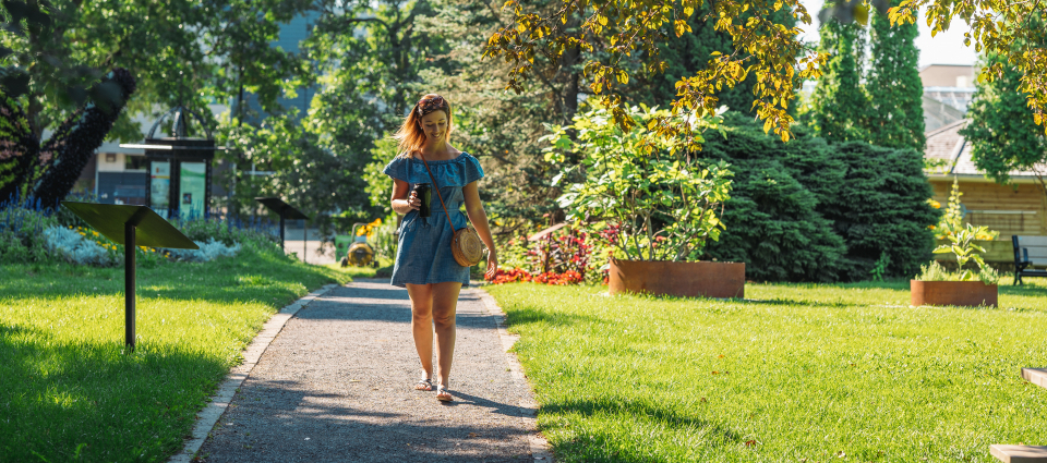 Lady walking outside