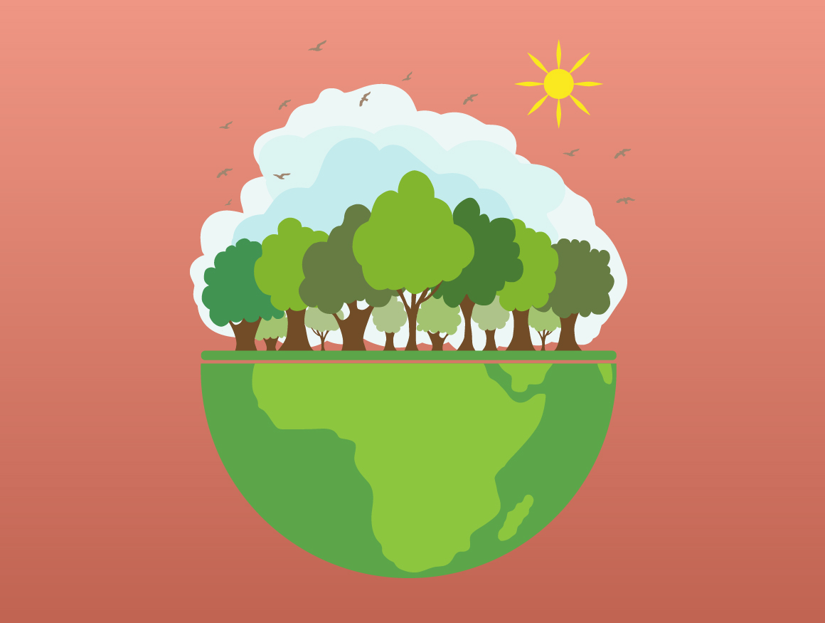 globe terrestre et forêt