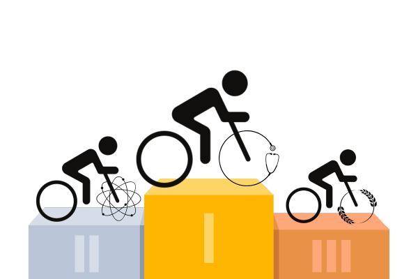 podium avec pictogrammes de vélo