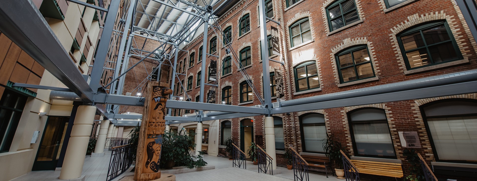 Interior of a pavilion at the university.