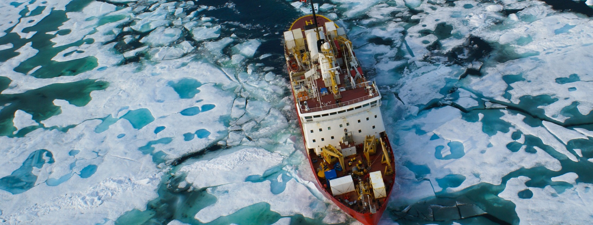 Boat sailing in icy waters