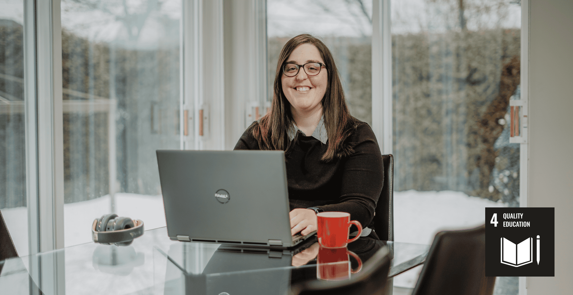 Student in front of her computer