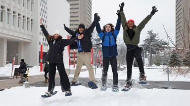 étudiants en raquette